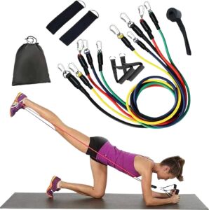 Direnç Seviyeli Pilates ve Fitness Egzersiz Bandı Seti Kapı Askılı