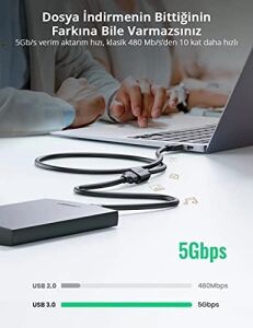 USB 3.0 Uzatma Kablosu, 50 Cm, Siyah
