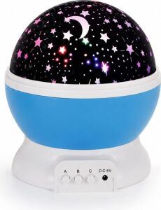 Yıldız Projeksiyon Lambası, Dönen Gece Lambası, Renkli LED Işıklı Galaksi Projektörü, Çocuk Odası ve Bebek Odası Için Dekoratif Masa Lambası, USB ve Pil ile Çalışan Gece Işığı