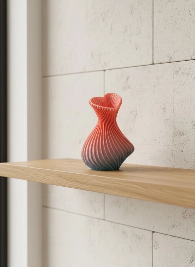 Kalp Tasarımlı Modern Dekor Vazo 15 cm Şık ve Estetik Görünüm