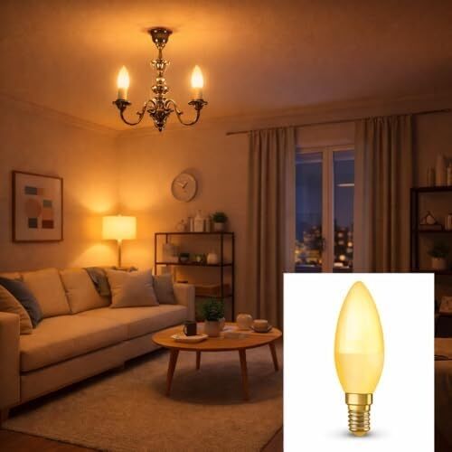 LED Mum Ampul 4.9W (40W Eşdeğer) E14 Duy 470 Lümen – Dekoratif LED Ampul – Dim Edilemez – Enerji Tasarruflu – Avize ve Aplik Uyumlu – 4’lü Paket (Sarı 2700K)