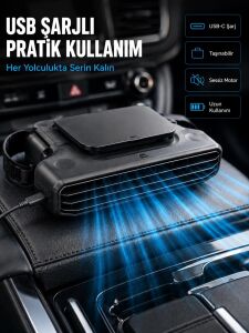 Araç Koltuk Başlığı Soğutucu Fan 5 Kademeli Hız Ayarlı USB Şarjlı Boyun Serinletici