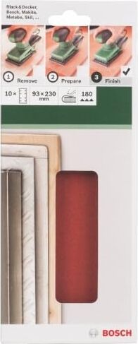 Titreşimli Zımpara Kağıdı 10'lu, 93 x 230 mm 180 Kum 8 Delik