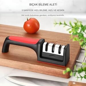 Kanji 3 Fonksiyonlu Paslanmaz Çelik Bıçak Bileyici – Elmas, Tungsten ve Seramik Bileme – Şef, Mutfak, Meyve, Çakı ve Av Bıçakları Için Ergonomik Bileme Aleti
