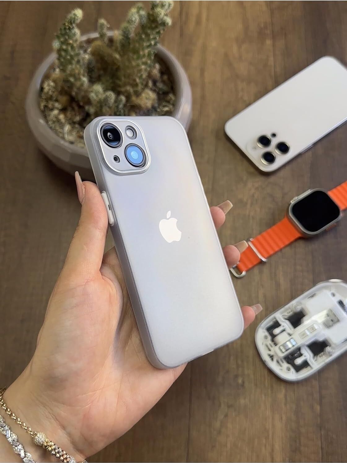 Süper Ince Mat Ultra Thin Silikon Kılıf Buzlu Beyaz iPhone 14 ile Uyumlu