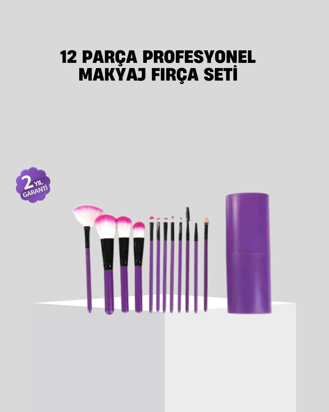 12’li Profesyonel Makyaj Fırça Seti Ultra Yumuşak Sentetik Kıllı