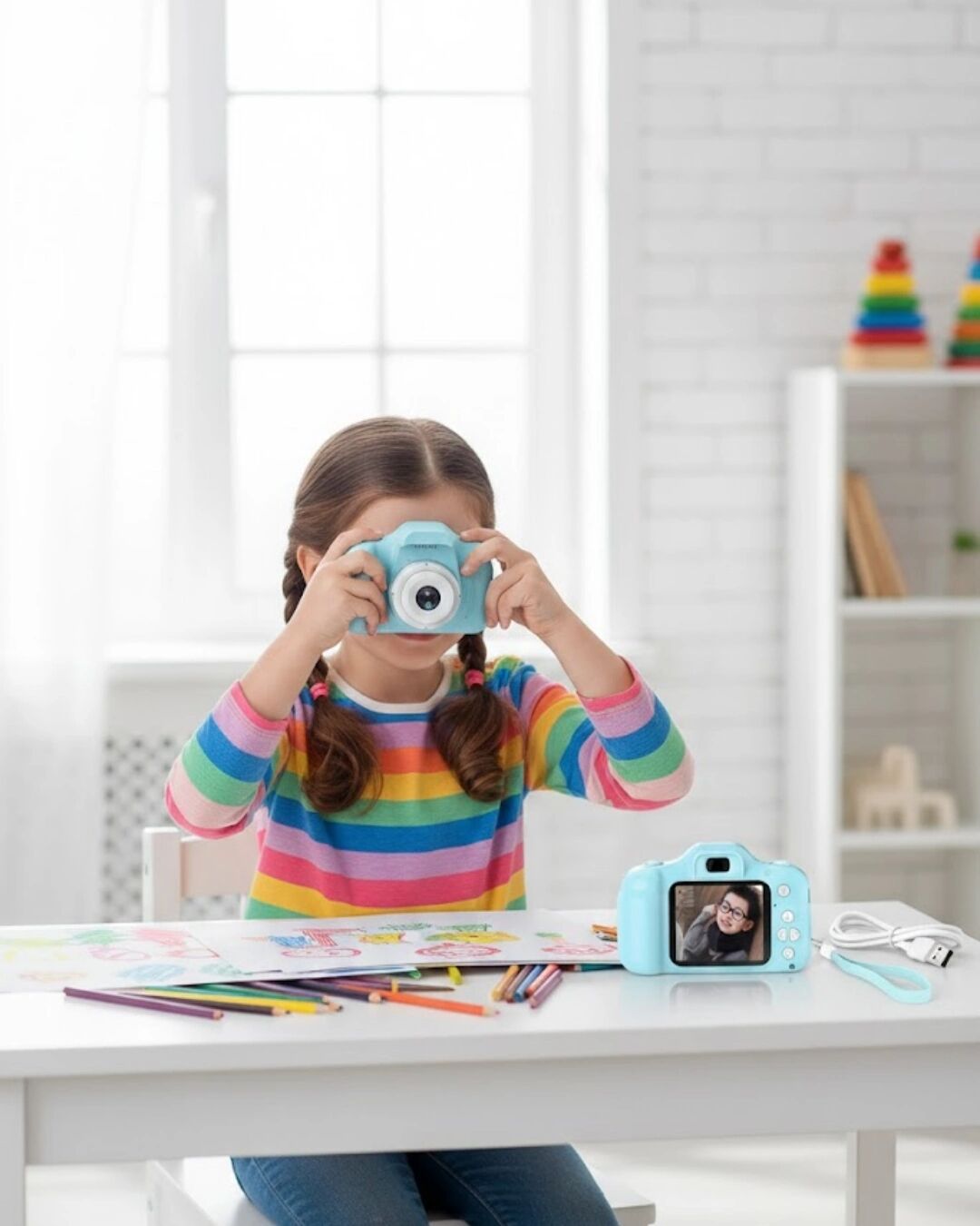 Mavi Hd Taşınabilir Mini Kamera Video Kayıt ve Fotoğraf Çekim Özellikli
