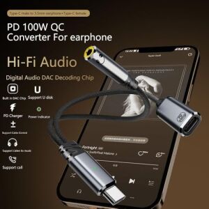 Type C To 2in1 3.5mm & Type-C Çevirici Dönüştürücü Kulaklık ve Hızlı Şarj