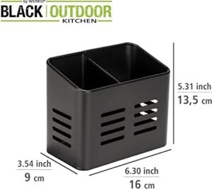 Baco Çatal Bıçak Sepeti, Siyah Açık Hava Mutfak Sepeti, Çatal Bıçak Takımı Için Siyah Toz Kaplamalı Metalden Yapılmıştır, 16 x 13,5 x 9 cm