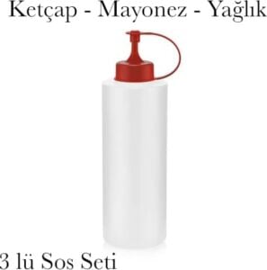 3 Adet Sos Şişesi Ketçap Mayonez ve Yağlık Seti Bpa Içermez 600 ml