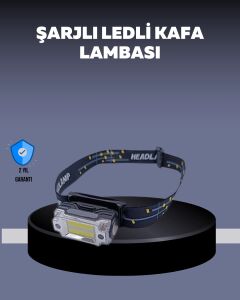 USB Şarjlı Mini LED Kafa Feneri 50M Odak 150M Geniş Aydınlatm