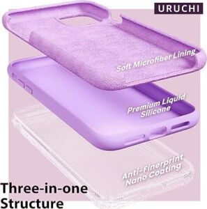 Apple iPhone 11 Kılıf 6.1 ile Uyumlu,  Ince Sıvı Silikon 3 Katmanlı Tam Kaplamalı Yumuşak Jel Kauçuk Kılıf Kapak 6.1 Inç, Soft Lila
