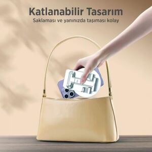 Katlanabilir 360 Derece Dönen Masaüstü Telefon Standı Beyaz