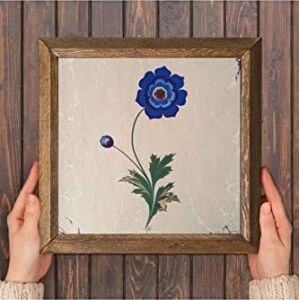 Ebru Sanatı Taş Duvar Tablosu - Ahşap Çerçeveli Taş Tablo - 25X25 cm - Dekoratif Duvar Sanatı - Modern Ev ve Ofis Duvar Dekoru W1-136