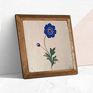 Ebru Sanatı Taş Duvar Tablosu - Ahşap Çerçeveli Taş Tablo - 25X25 cm - Dekoratif Duvar Sanatı - Modern Ev ve Ofis Duvar Dekoru W1-136