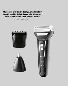 Insua 3 Başlıklı Profesyonel Tıraş Makinesi – Sıfır Kesim, Hassas Başlık, Güçlü Motor