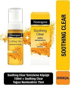 Soothing Clear Köpük 150 Ml+Nemlendirici 75 ml 2'li Set, Sivilceye Meyilli ve Hassas Ciltler Için, Derinlemesine Temizler, Nemlendirir ve Rahatlatır