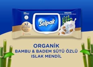 Organik Bambu Badem Sütlü Islak Mendil 1X50