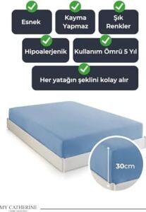 Lastikli & Hipoalerjenik ÇARŞAF%100 Pamuk Penye Kumaş Mavi 160X200, Luxcarsaf