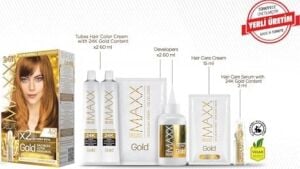 Serisi 24K Altın Parçacıklı Serum ile 1 Kutu 2 x 50 ml ve Geliştiriciler Saç Boyası (Karamel 8.73)