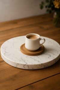 Handcrafted White Marble Round Serving Board – Natural Stone Cheeseboard, Elegant Charcuterie Platter, Pastry & Dessert Display – Non-Porous, Cool Surface For Kitchen & Dining Decor