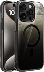 iPhone 15 Pro Için Shinemag Serisi Magsafe ile Uyumlu Göz Alıcı ve Şık Metalize Arka Tasarım Yüksek Kalite Materyal Premium Hybrid Kılıf Kapak (Siyah, 15 Pro)
