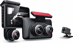 Wifi Destekli 3 Kameralı Araç Içi Kamera – 1080P Full Hd, 4.0'' Ekran, Gece Görüş, G-Sensör Acil Kayıt, Arka Görüş Kamerası, Döngüsel Kayıt ve Park Koruma Özellikli