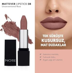 Mattever Lipstick 08 Unconventional Rose Yarı Mat Bitişli Ruj, Koyu Nude