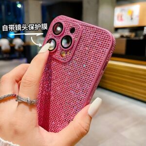 Apple iPhone 15 Pro Taşlı Simli Lens Korumalı Kılıf Beyaz