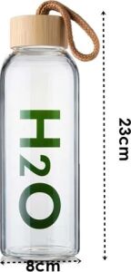 Cam Matara - 800 ml Bambu Kapaklı Borosilikat Cam Matara - Ofis Matarası 721961