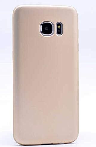 Galaxy S7 Edge Uyumlu Mat Yumuşak Silikon Kılıf (Altın Rengi)