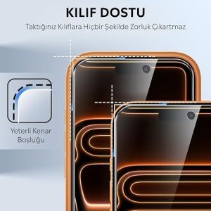 iPhone 17 Pro Max Için Ultra Şeffaf Full Ekran Korumalı Pro Hayalet Temperli Cam Ekran Koruyucu