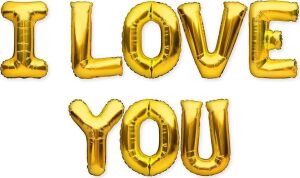 I Love You Gold Renk 16 Inç 40 cm Folyo Balon Seti