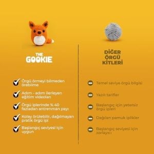 The Gookie Başlangıç Amigurumi Seti, Pedro Penguen Örgü Oyuncak, Tığ Işi El Yapımı Kit, Mavi ve Beyaz Iplikli, Video Eğitimli