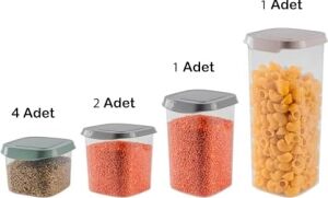 8 Adet Saklama Kabı Seti, 1,77 Lt, 1,17 Lt, 0,87 Lt, 0,57 Lt Kapasiteli Mutfak Saklama Kapları