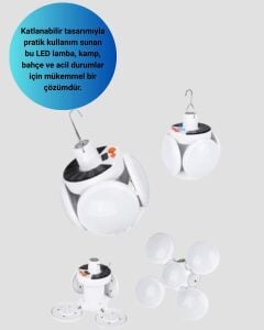 Güneş Enerjili Katlanabilir 5 Kanatlı Solar Bahçe Lambası