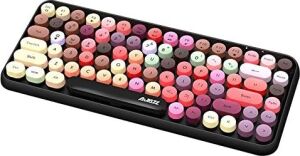 Kablosuz Bluetooth Retro Sessiz Klavye – Yuvarlak Tuşlu, 84 Tuşlu, Taşınabilir, Akıllı Uyku Modu, Ergonomik Tasarım, Tablet Telefon Uyumlu, Windows Mac Ios Android Uyumlu  AJ308I Siyah