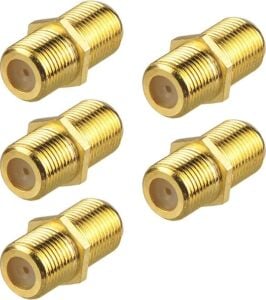 F Konnektör F Ara Altın Sarısı 5 Adet Kablo Ek Ara Aparatı Gold