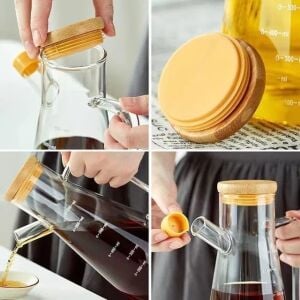 900 ml 2 Adet Borosilikat Cam Yağdanlık,termisil Isıya Dayanıklı Yağlık ve Sirkelik,zeytin Yağı,limon Suyu ve Sirke Için Yağ Şişesi (2 Adet)