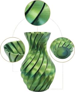 Yeşil Spiral 3D Baskı Vazo Estetik Modern Ev Ofis Dekoru