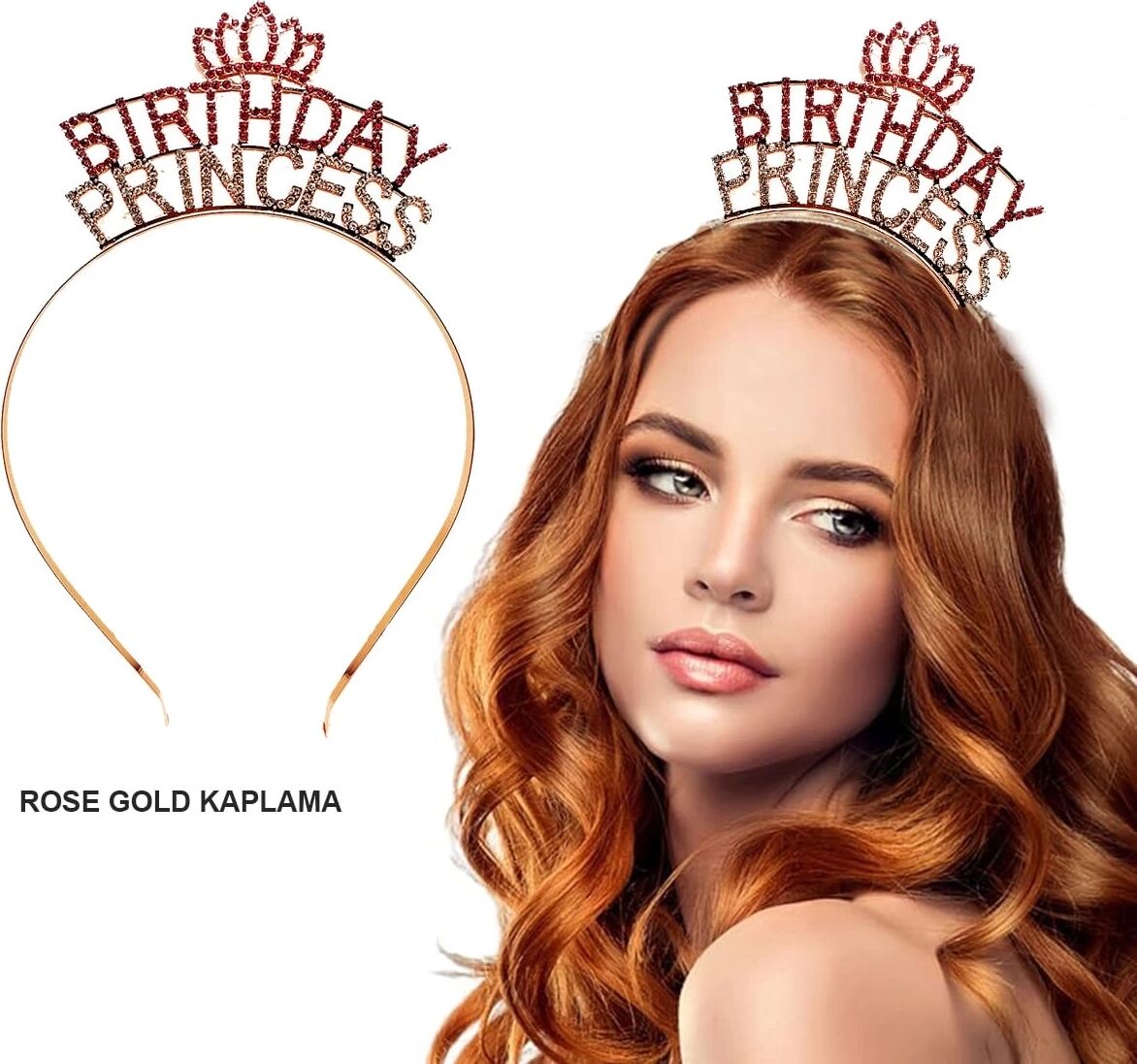 Birthday Princess Kristal Taç – Rose Gold Kaplama