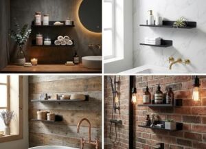 2'li Yapışkanlı Siyah Metal Banyo Rafı Seti – Suya Dayanıklı Paslanmaz Çelik Duş Organizeri – Delmeden Duvara Monte Şampuanlık Sabunluk Raf – Modern Mat Siyah Duş Rafı Takımı(2 Li Raf)