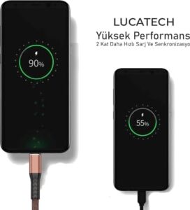 USB Lightning Örgülü Hızlı Şarj Kablosu - Kahverengi Kırılmaz Kablo