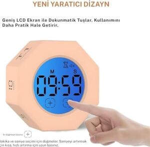 NPT22A Alarmlı G-Sensör Otomatik Zamanlayıcılı Küp Kronometre Pomodoro Motivasyon Saati (Pembe)