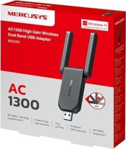 MA32H, AC1300 Mbps, Çift Bant, USB 3.0, Yüksek Çekim Güçlü Wi-Fi 5 USB Adaptör