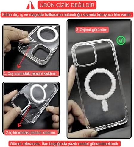 Ehr. iPhone 17 Uyumlu Kamera Korumalı Magsafe Wireless Şarj Özellikli Airbag Tasarımlı Şeffaf Silikon Kılıf