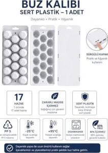 Buz Kalıbı Tekli, Sürgülü Kapak Sert Plastik 17 Hazneli Ikiz Buzluk Seti, Buzluk, Buz Kabı, Buz Haznesi, Buz Kalıpları, Buz Tepsileri, Buz, Buz Yapma Kalıbı, Çok Amaçlı Buz Küpü Kalıbı