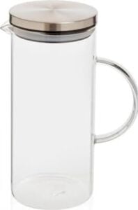 Metal Kapaklı Cam Sürahi – 1200 ml Isıya Dayanıklı Şeffaf Cam, Ergonomik Kulplu, Soğuk ve Sıcak Içecekler Için Şık Tasarım