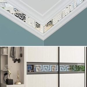 Aputue Ayna Duvar Stickerı, 30 Parça Çıkarılabilir Kendinden Yapışkanlı Akrilik Ayna Duvar Dekoru, Geometrik Yunan Desenli, Oturma Odası Yatak Odası Tv Arka Planı Duvar Dekorasyonu (Gümüş)