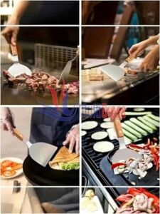 Ahşap Saplı Paslanmaz Çelik Spatula, Metalik